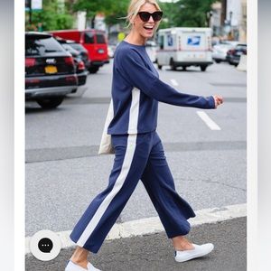 Dudley Stephens Navy Track Pants with White Side Stripe